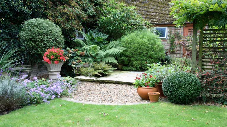 Lush planting gives a sub-tropical feel to this courtyard